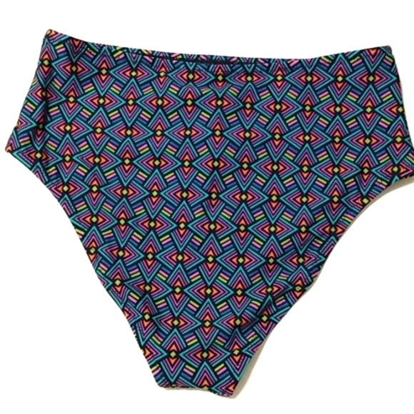 CUPSHE HIGH-WAIST GEOMETRIC BIKINI BOTTOM SIZE MEDIUM NWT - Picture 4 of 5